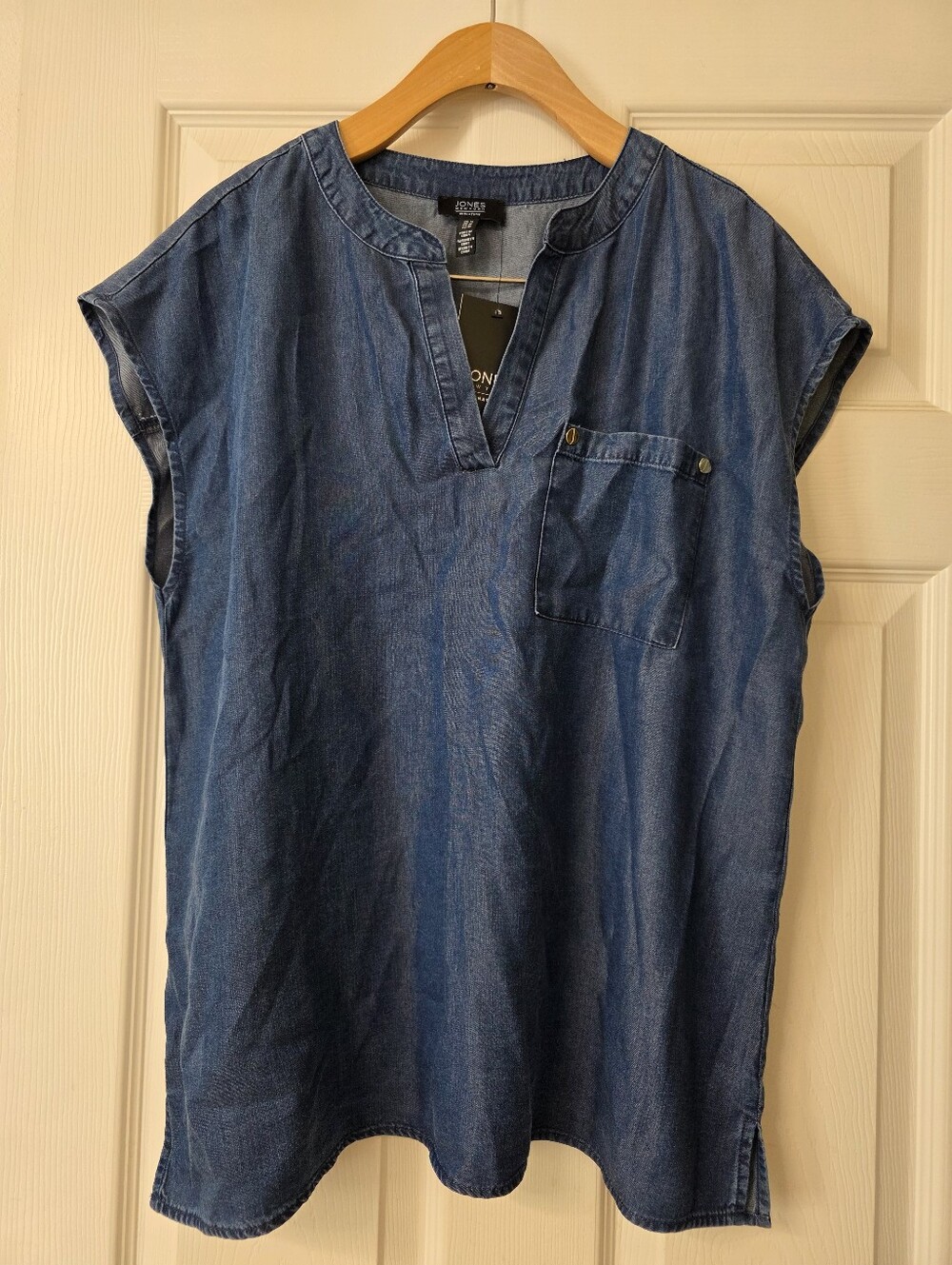 Jones New York Indigo Denim Henley Blouse